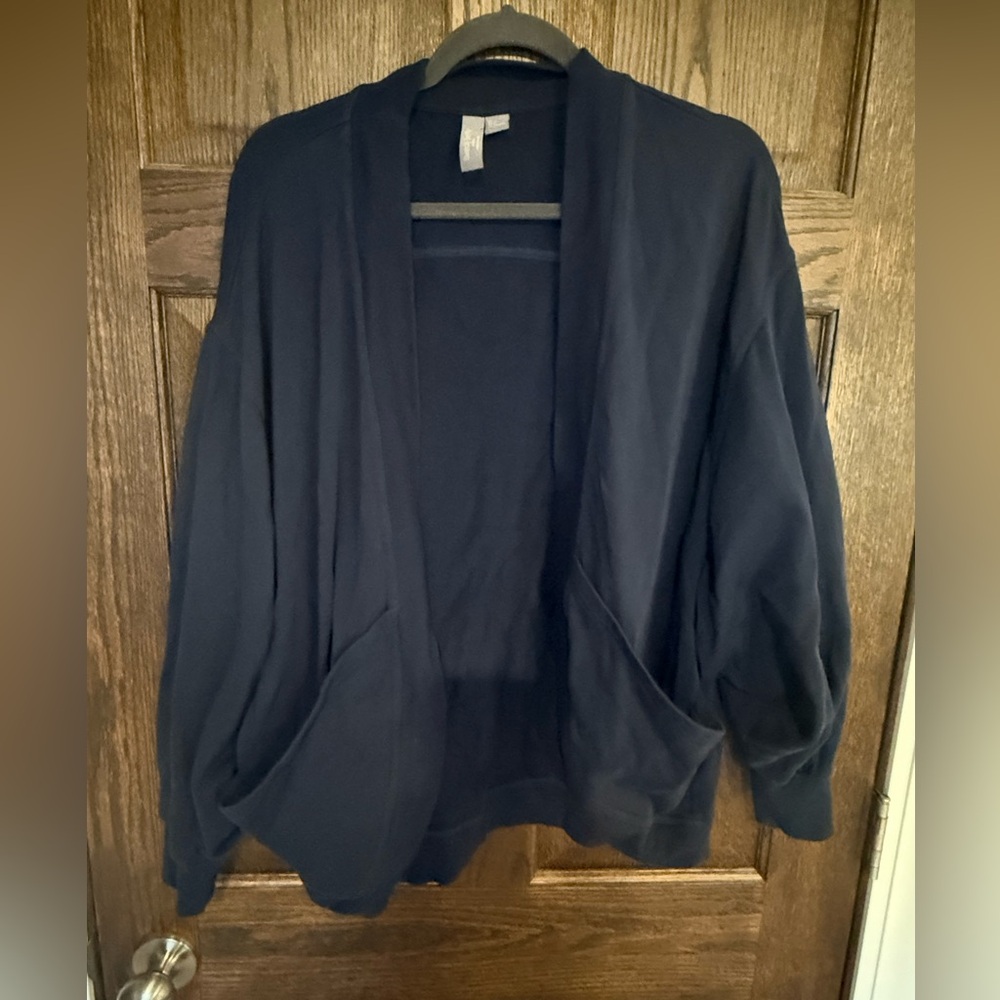Sweaty Betty Cora Cotton Oversized Open Front Navy cardigan